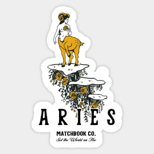 "Aries Matchbook Co: Set The World On Fire" Cool Zodiac Art Sticker